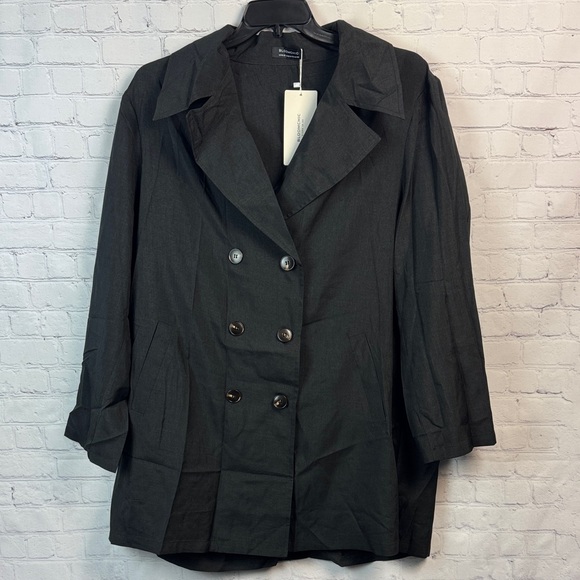 BloomChic Black Trench Coat Blazer Plus Size 2X - Picture 2 of 7